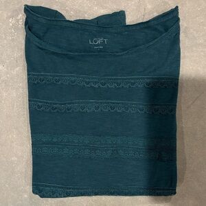 Ann Taylor LOFT green lace long sleeve shirt